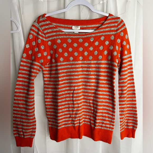 JCrew Women’s Sweater Orange / Gray Size Small - Picture 1 of 7
